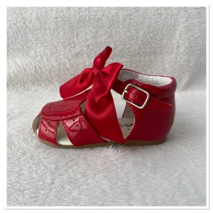 Red Sevva Ribbon Bow Sandals - Infant 2, 6, 7 Only