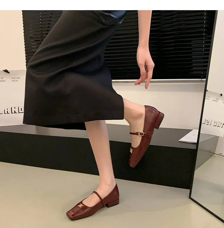 Retro Mary Jane Shoes Low Heel Women's Shoes