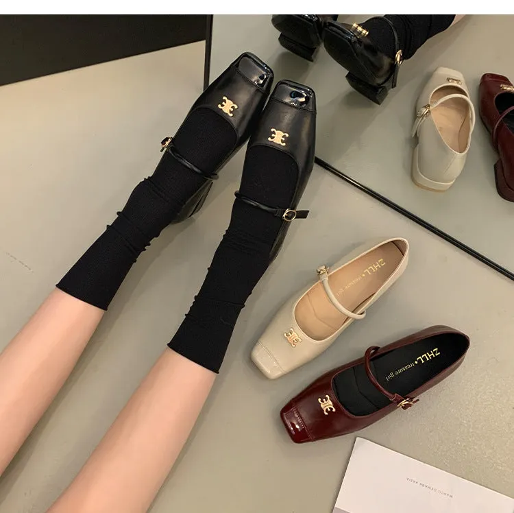 Retro Mary Jane Shoes Low Heel Women's Shoes