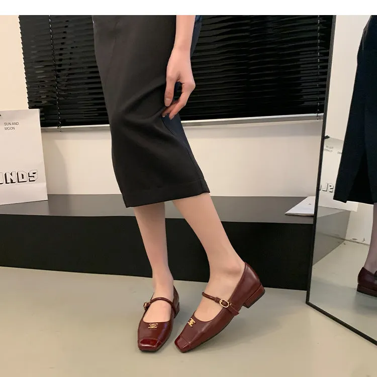 Retro Mary Jane Shoes Low Heel Women's Shoes