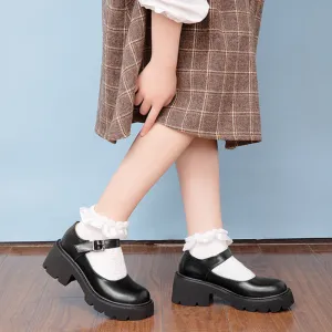 Retro Mary Jane Women's Thick Sole Thick Heel Heightening Leather Shoes