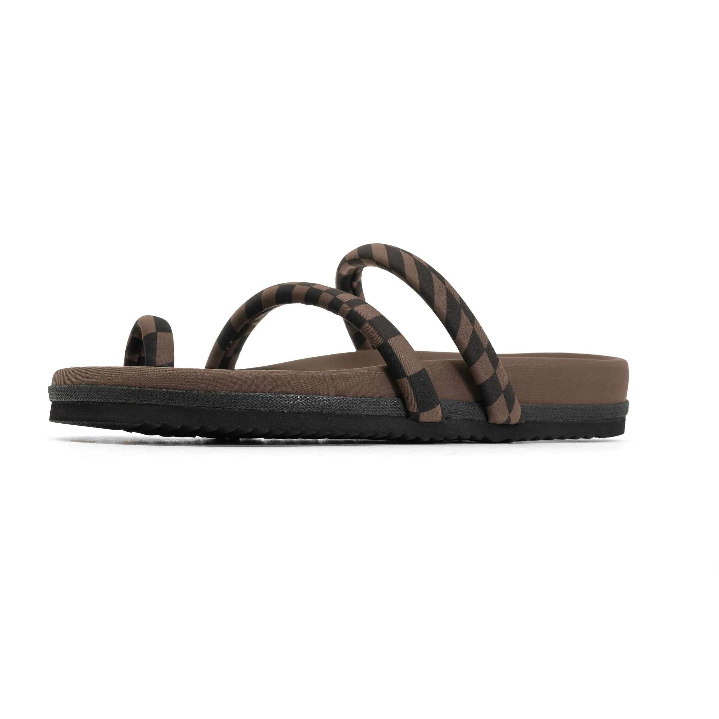 ROAM ORBIT SANDAL BLACK & TAUPE WAVY CHECK NEOPRENE