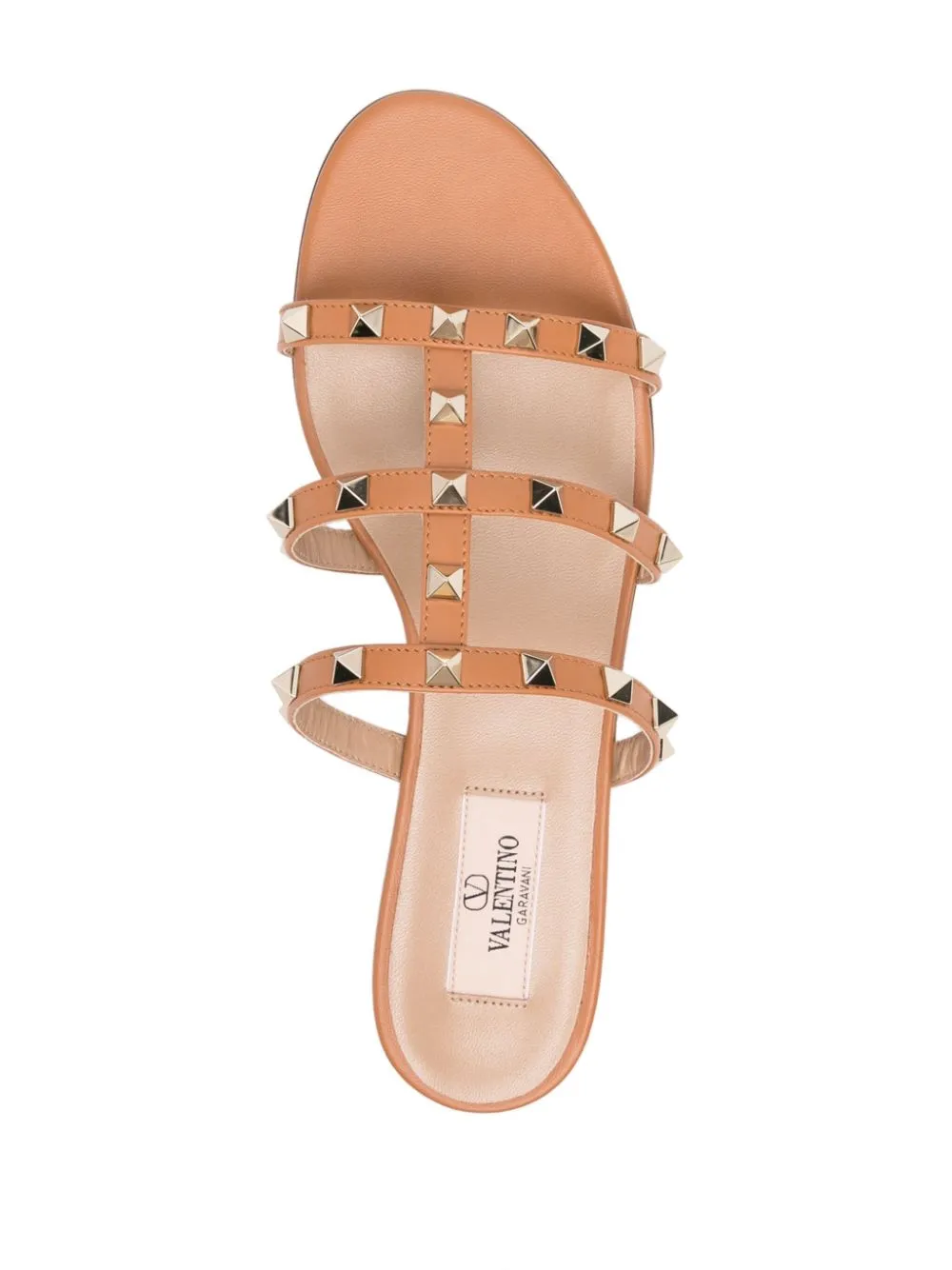Rockstud leather flat sandals