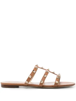 Rockstud leather flat sandals