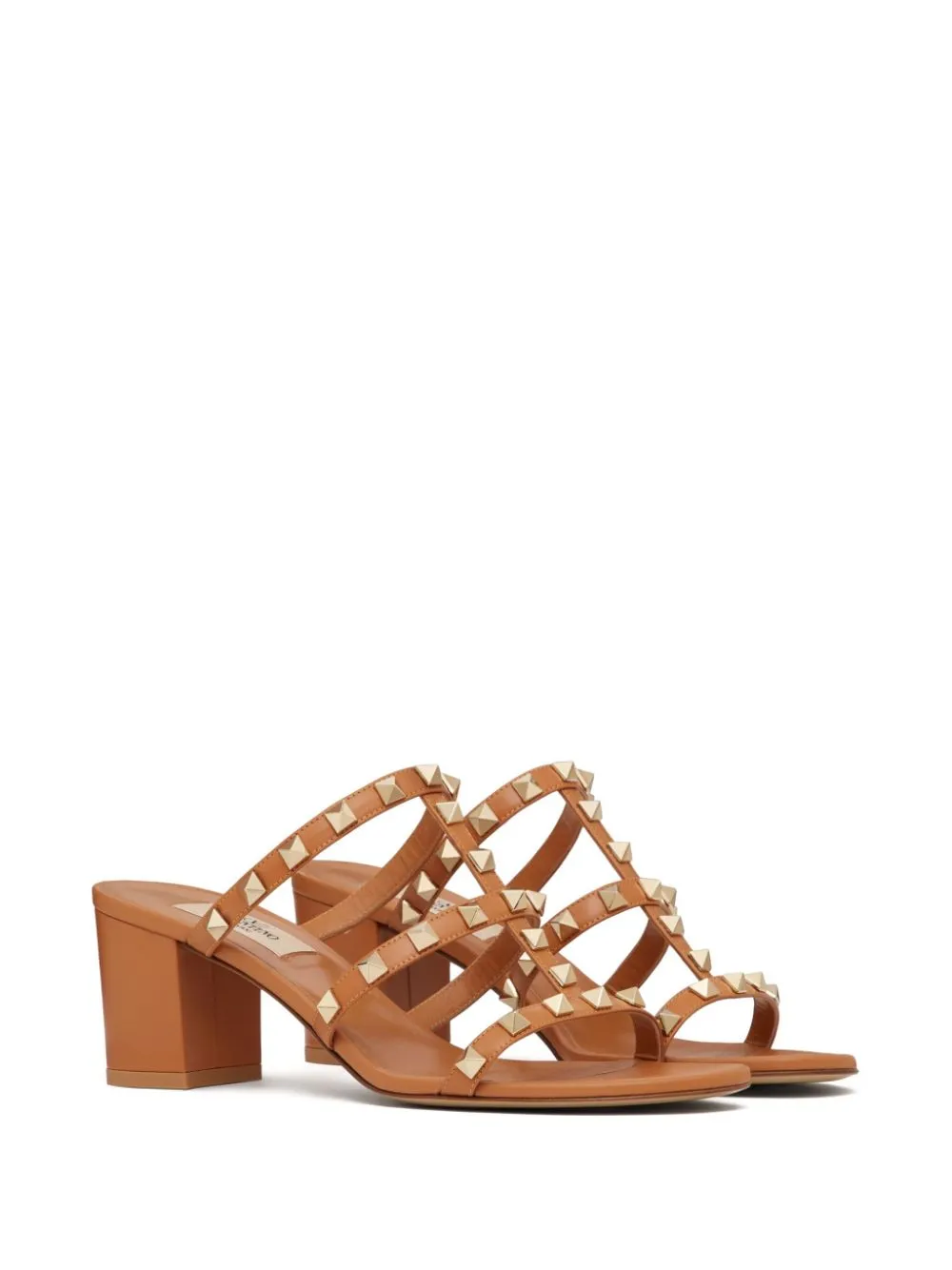 Rockstud leather mules