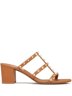 Rockstud leather mules