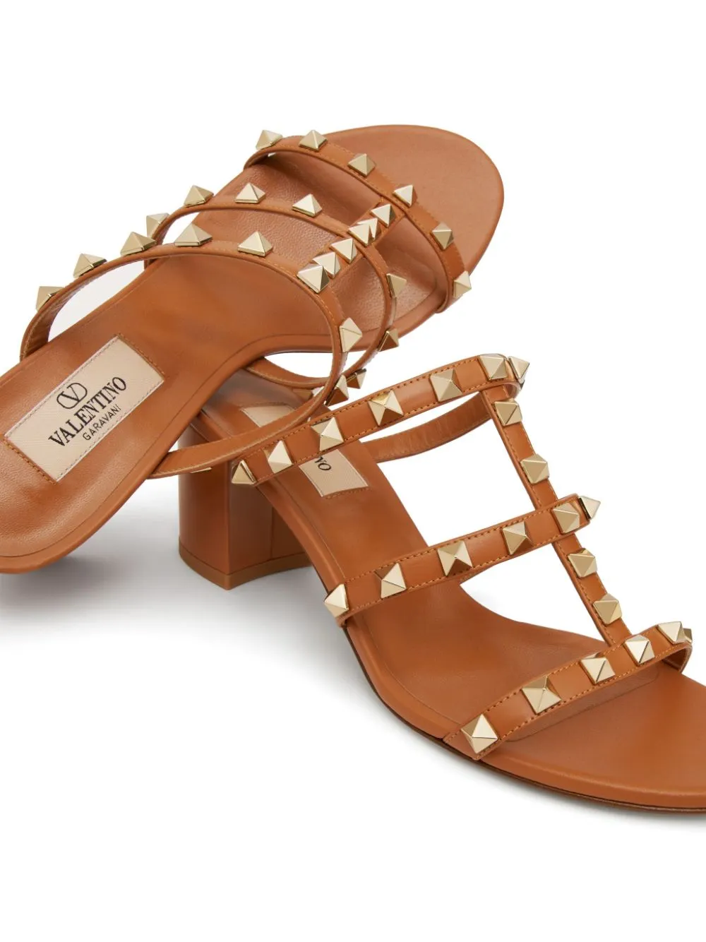 Rockstud leather mules