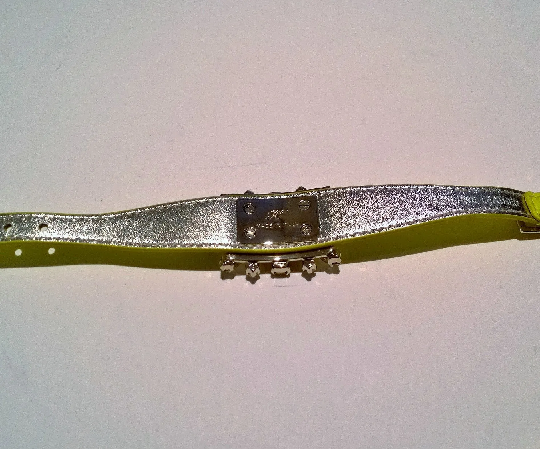 Roger Vivier Broche Vivier Bracelet in Lemon Yellow Leather with Rhinestone Buckle