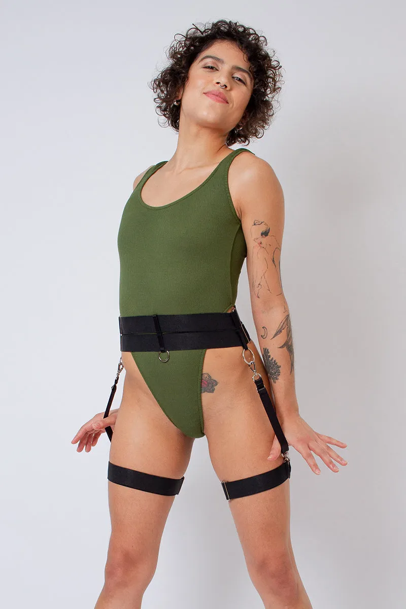 Rolling Lara Bottom Harness - Black/Silver