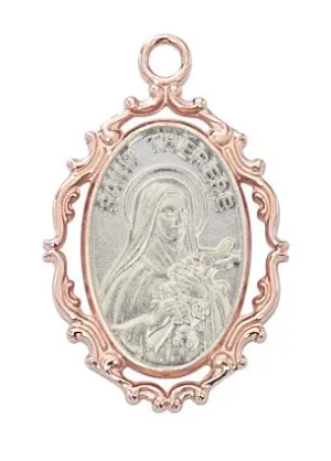 Rose Gold and  Sterling Silver Miraculous Medal ,Two Toned (3/4")  18 Chain.
