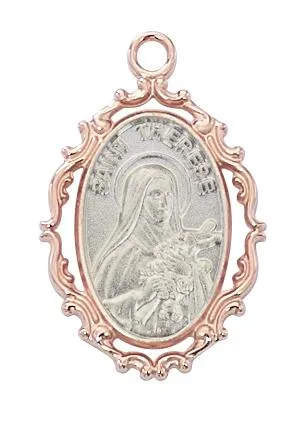 Rose Gold and  Sterling Silver Miraculous Medal ,Two Toned (3/4")  18 Chain.