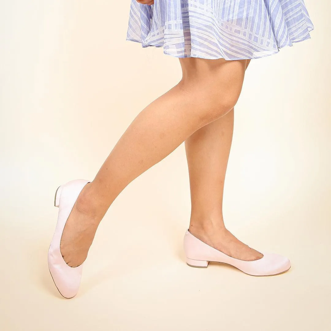 Rose Satin Ballet Flat   Twiggy Strap