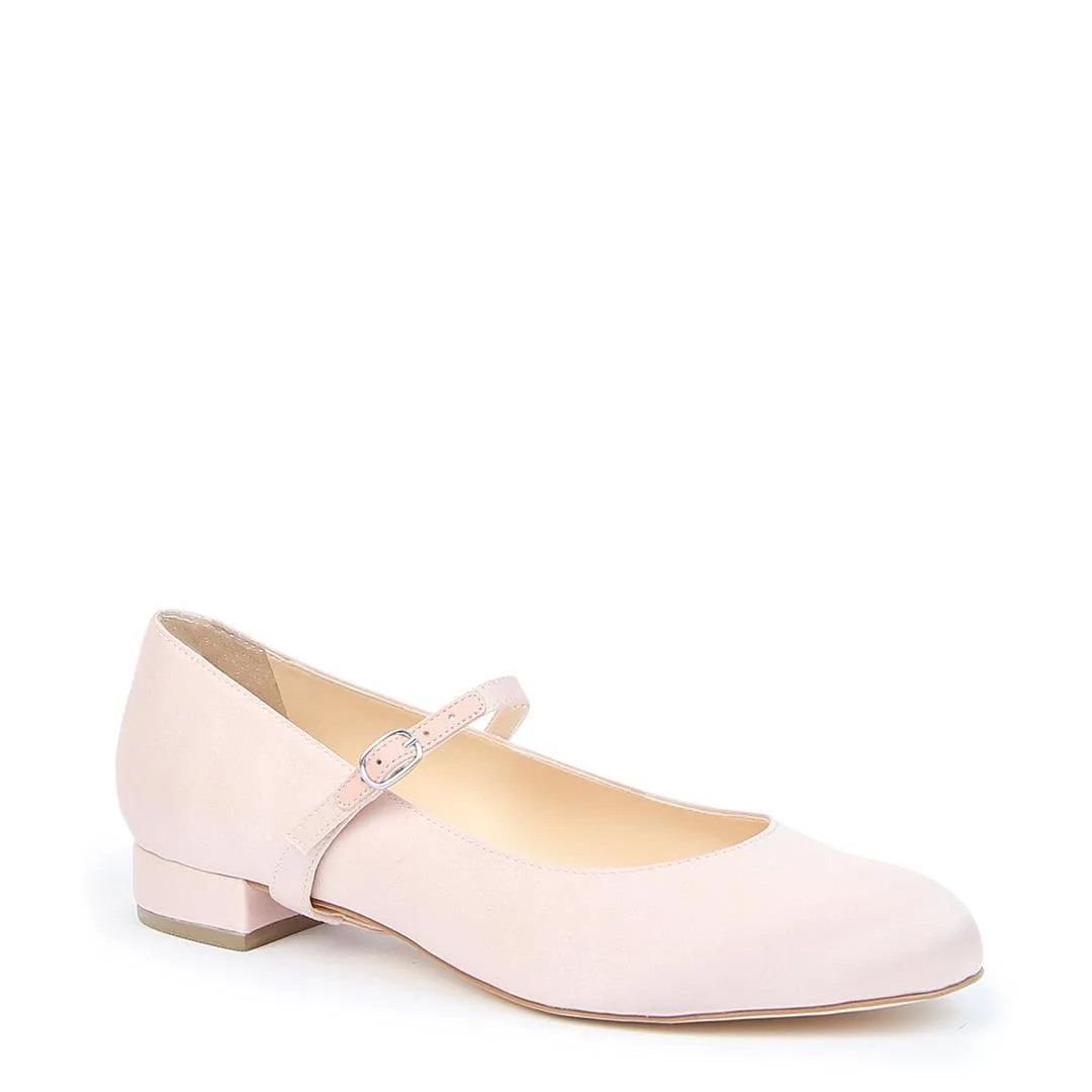 Rose Satin Ballet Flat   Twiggy Strap