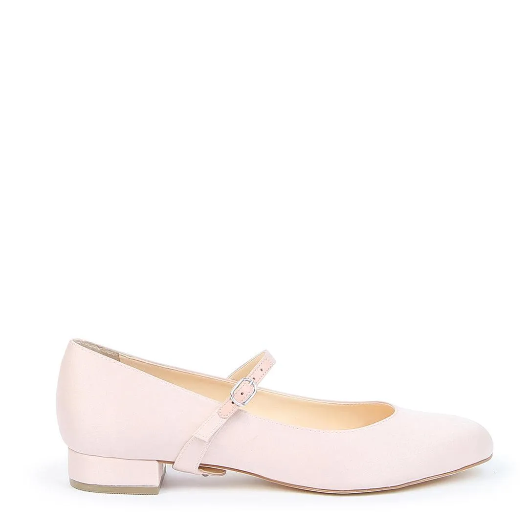 Rose Satin Ballet Flat   Twiggy Strap
