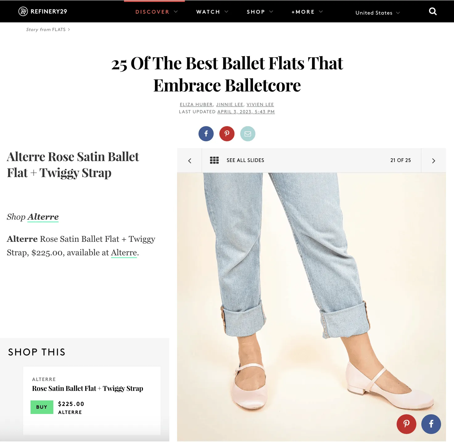 Rose Satin Ballet Flat   Twiggy Strap