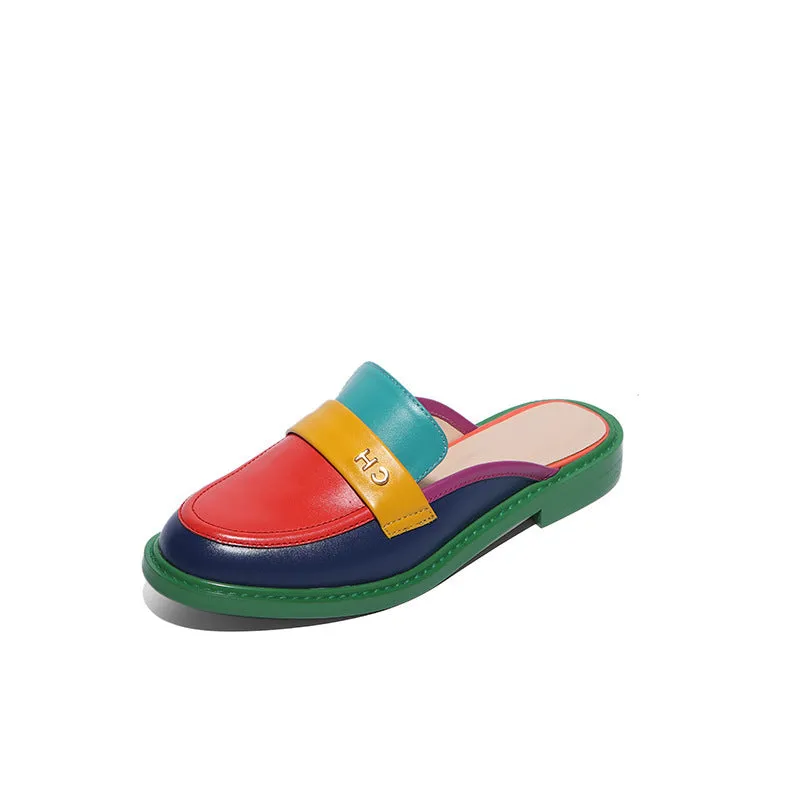 Round toe flat mules