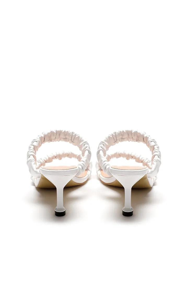 Ruched Double Strap Mules Slides Sandals