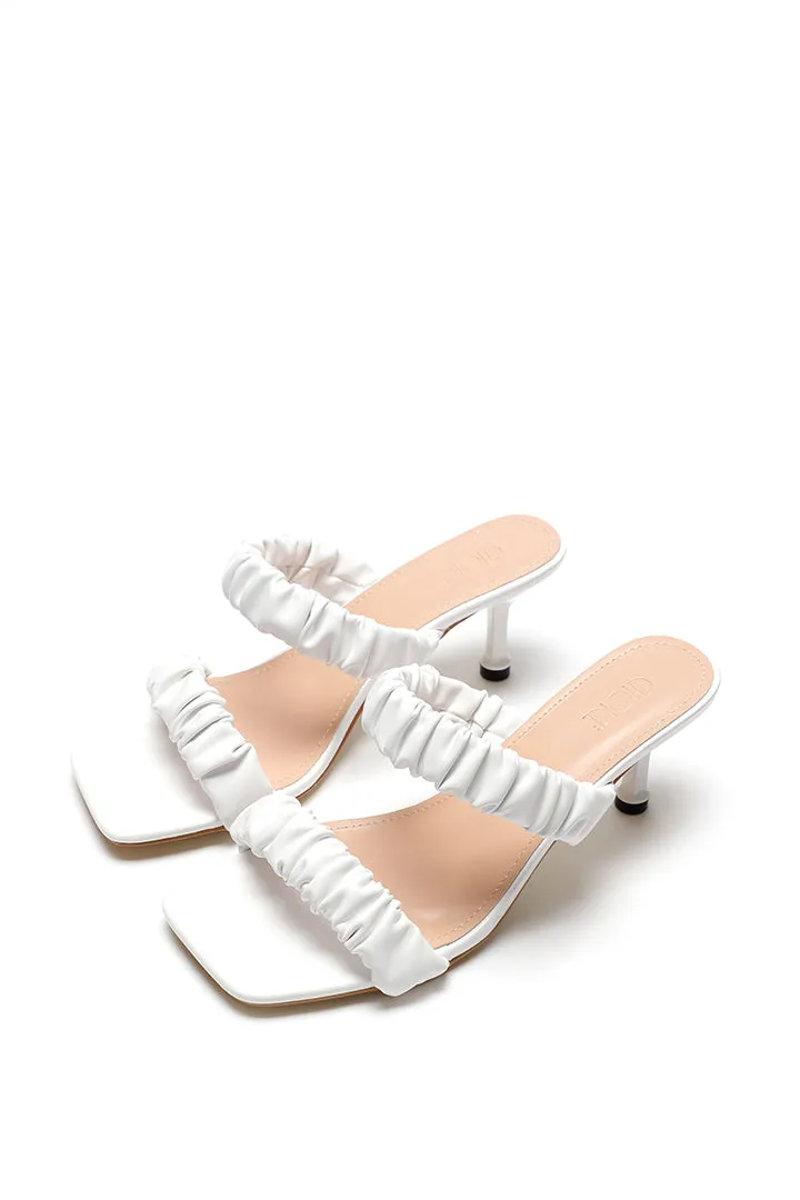 Ruched Double Strap Mules Slides Sandals