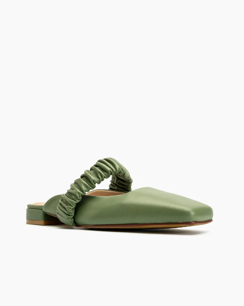 Ruched Strap Shallow Mouth Mules