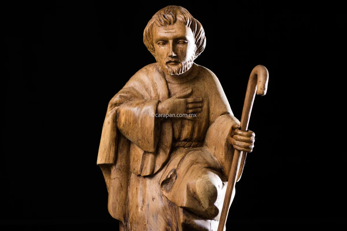 Sacred Family Nativity Joseph, Mary & Baby Jesus Wood Carving
