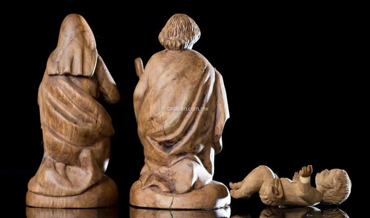 Sacred Family Nativity Joseph, Mary & Baby Jesus Wood Carving