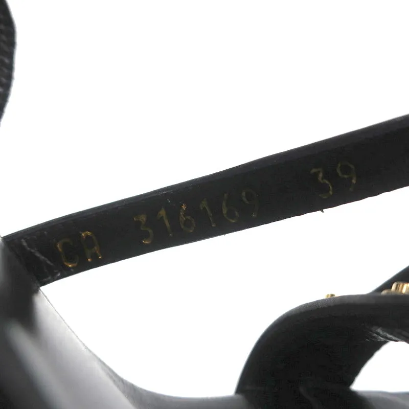 Saint Laurent Studded Sandals Jerry Black Leather Size 39 Strappy Heels NEW