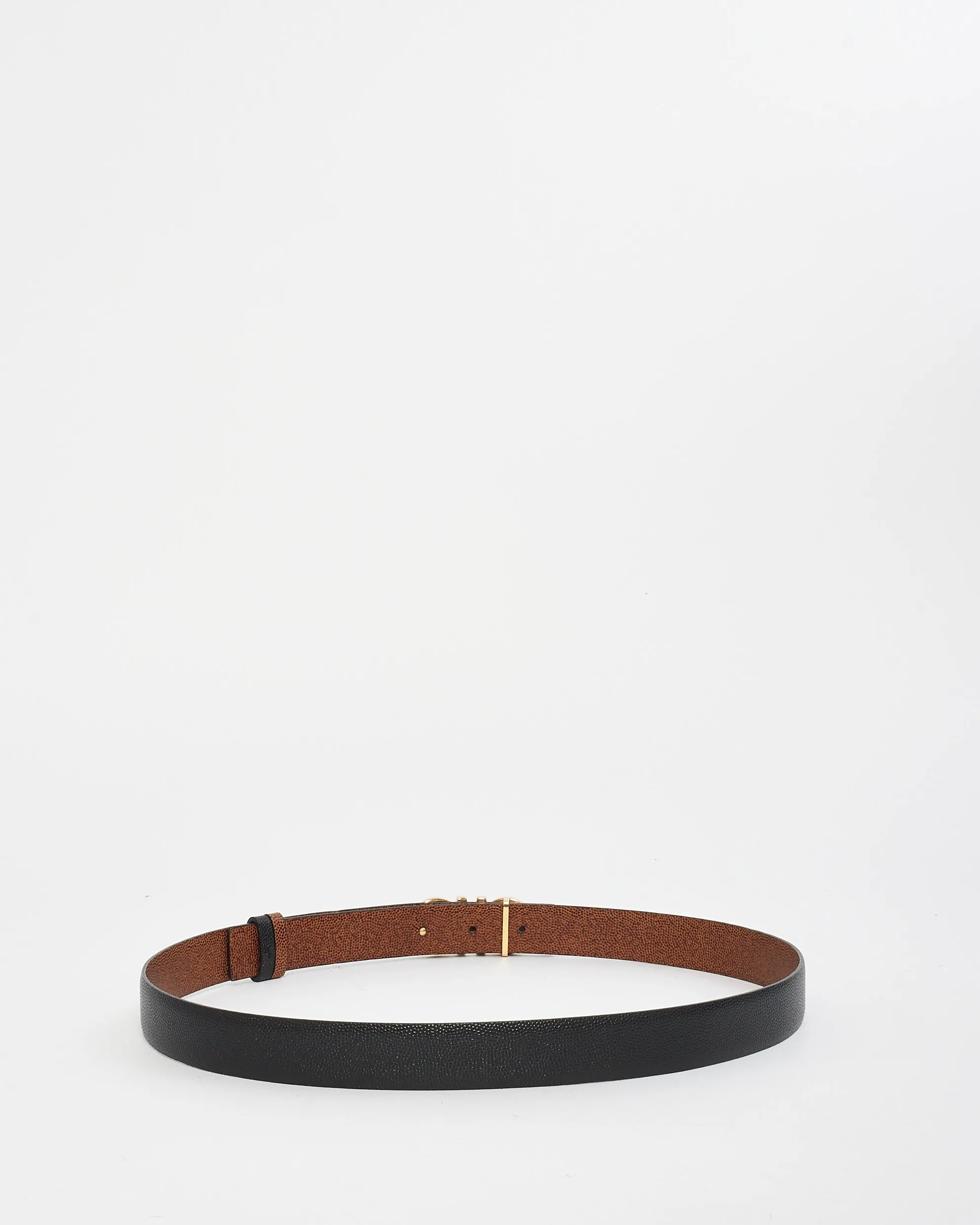 Salvatore Ferragamo Black & Brown Reversible Gold Buckle Belt - 40
