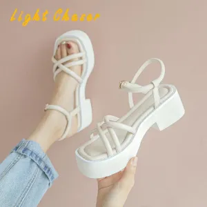 Sandals Wedge Platform Gladiator Sandals Open Toe Buckle Strappy Sandals Summer Shoes Sandalias Mujer
