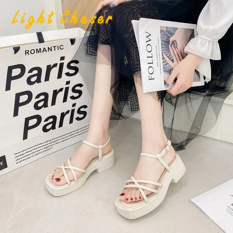 Sandals Wedge Platform Gladiator Sandals Open Toe Buckle Strappy Sandals Summer Shoes Sandalias Mujer