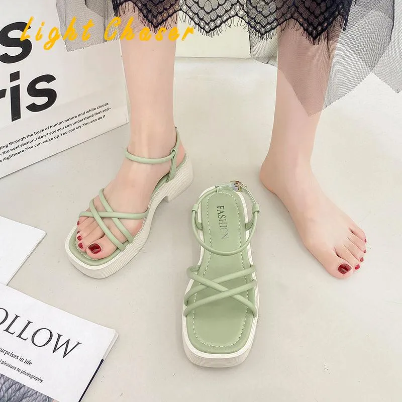 Sandals Wedge Platform Gladiator Sandals Open Toe Buckle Strappy Sandals Summer Shoes Sandalias Mujer