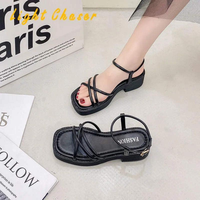 Sandals Wedge Platform Gladiator Sandals Open Toe Buckle Strappy Sandals Summer Shoes Sandalias Mujer