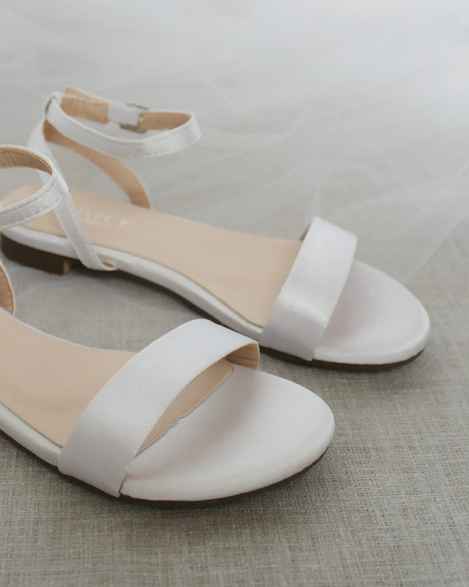 Satin Flat Sandal with Ankle Strap