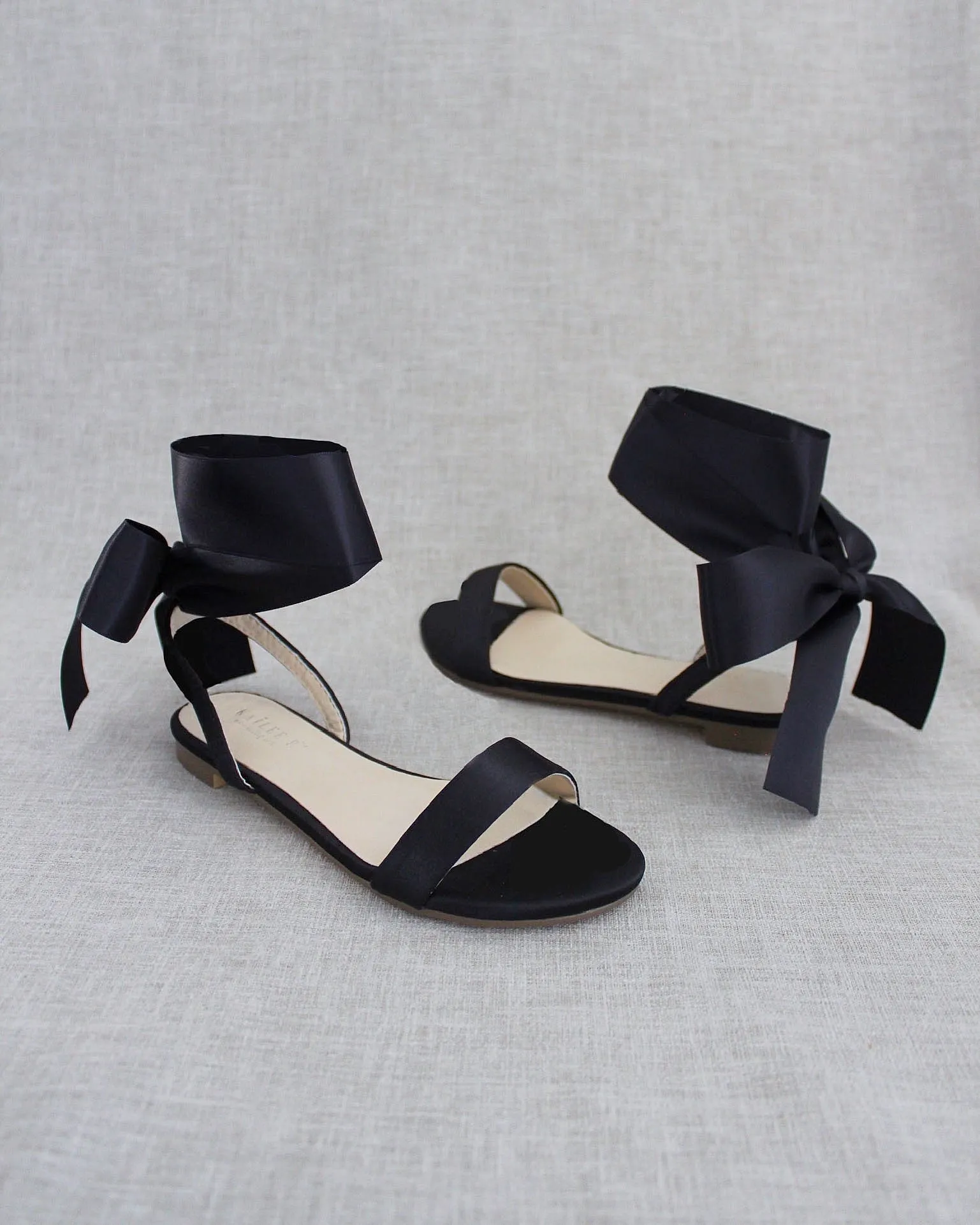Satin Flat Sandal with Wrapped Satin Tie