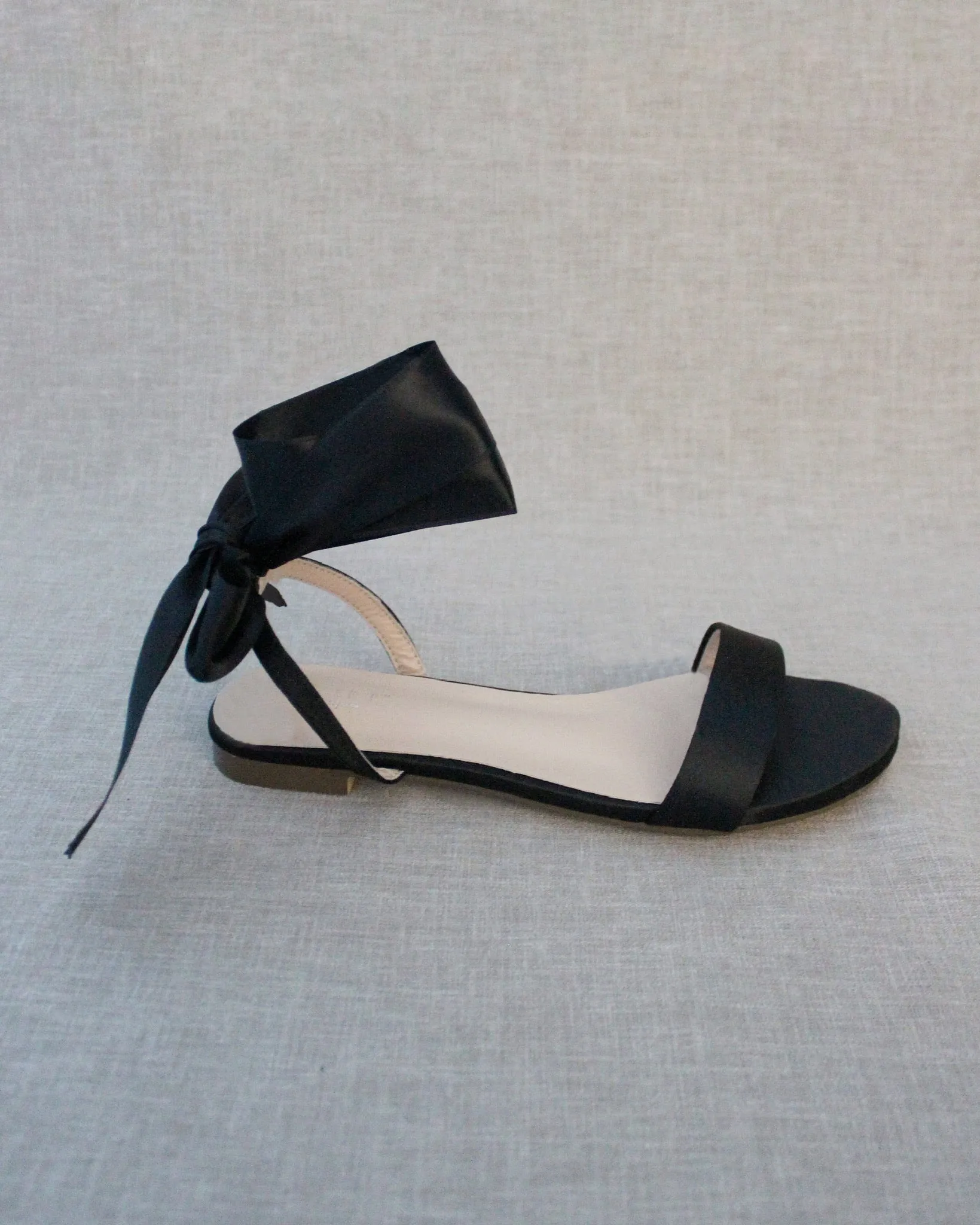Satin Flat Sandal with Wrapped Satin Tie