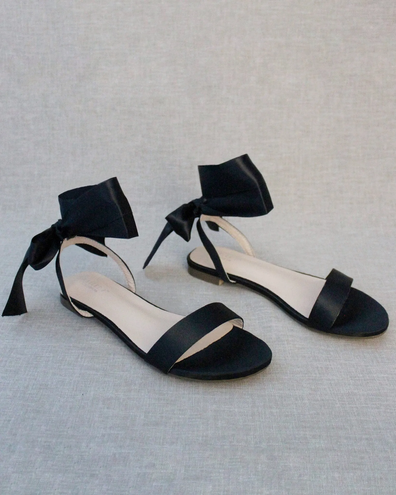 Satin Flat Sandal with Wrapped Satin Tie