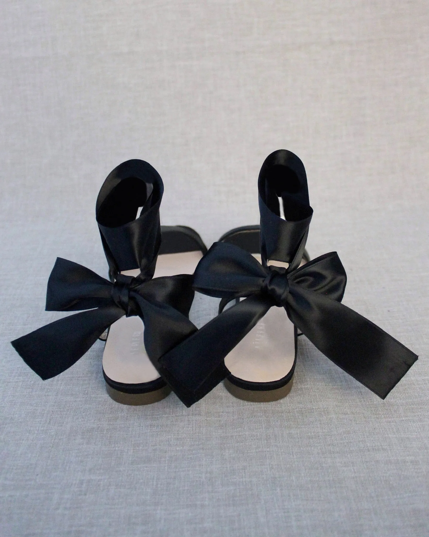 Satin Flat Sandal with Wrapped Satin Tie