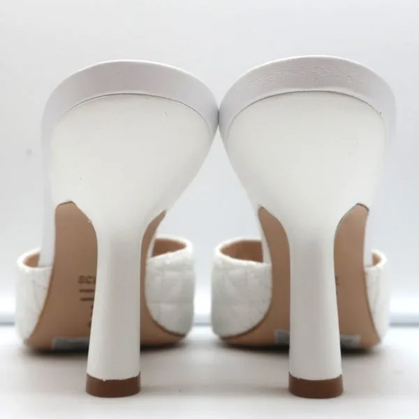 Schutz Fryda Mules White Quilted Leather Size 9 Open Toe Sandals NEW