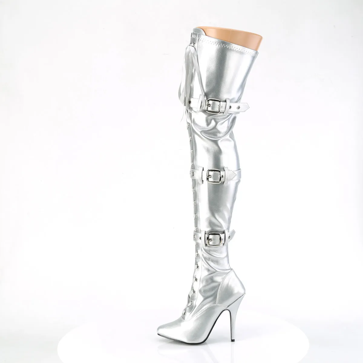 SEDUCE-3028  Silver Stretch Metallic Pu