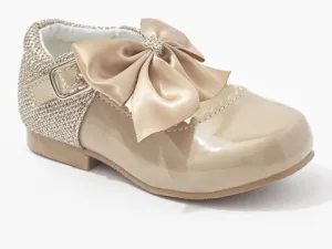 Sevva Girl's Camel Bow Hard Sole Shoes KIRSTY