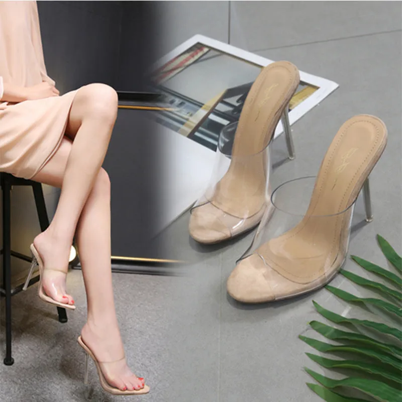 Sexy Crystal Heel Mules