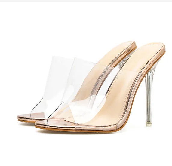 Sexy Crystal Heel Mules