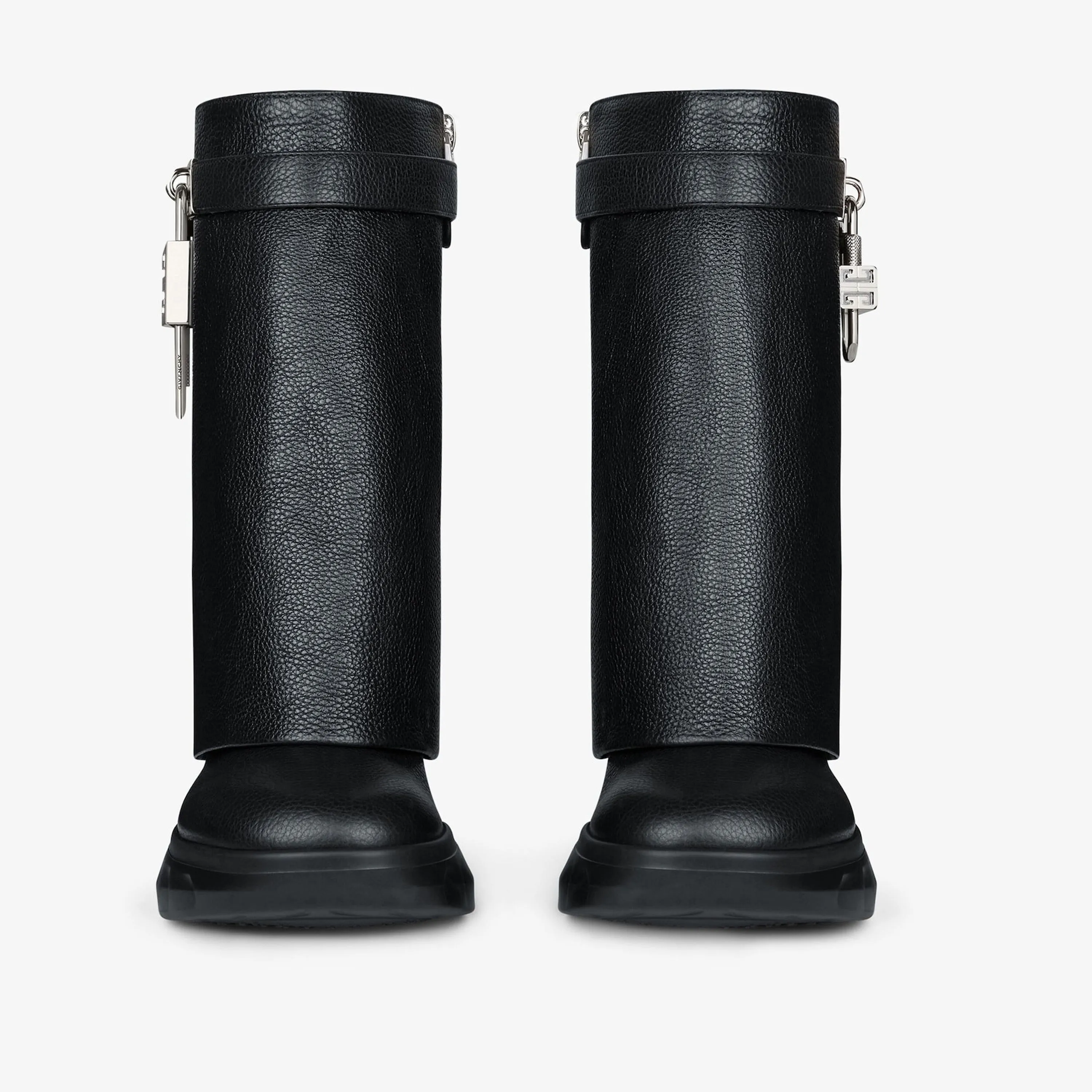 Shark Lock Biker ankle boots in grained leather