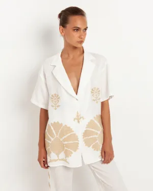 SHIRT PEACOCK - WHITE & GOLD