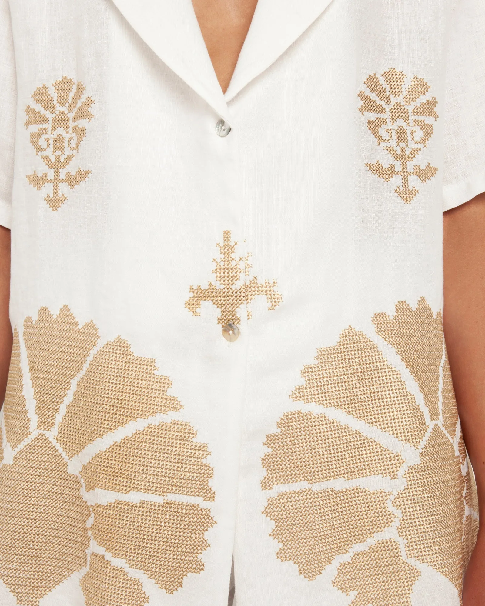SHIRT PEACOCK - WHITE & GOLD