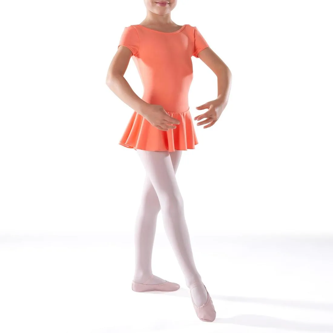Short-Sleeved Ballet Leotard - Coral