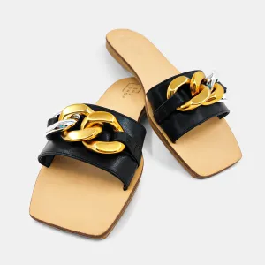 SHUSHOP Dorita Chain Sandals- Black
