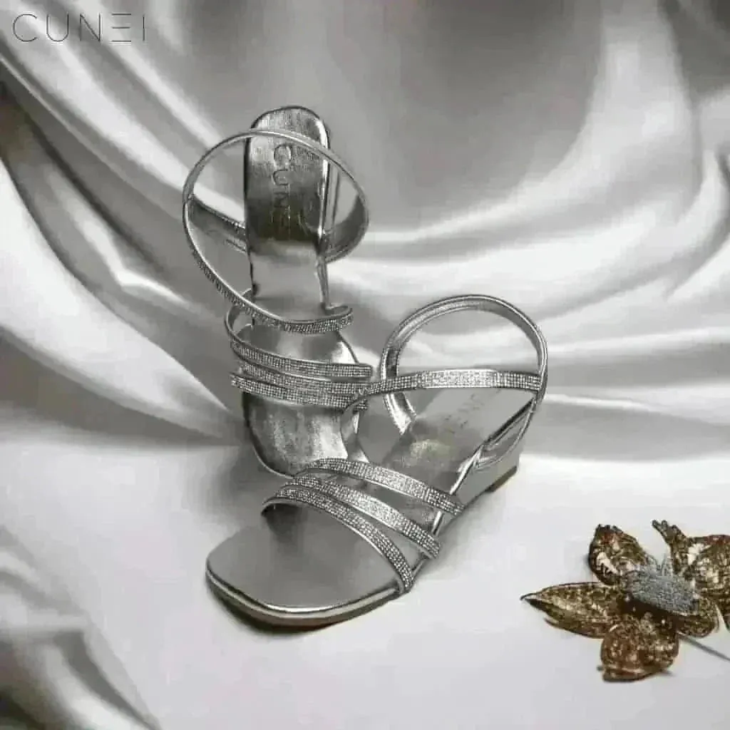 Silver Glitter Wedges