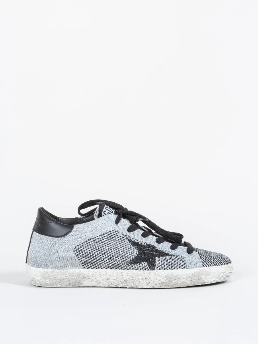 silver lurex knit sneaker