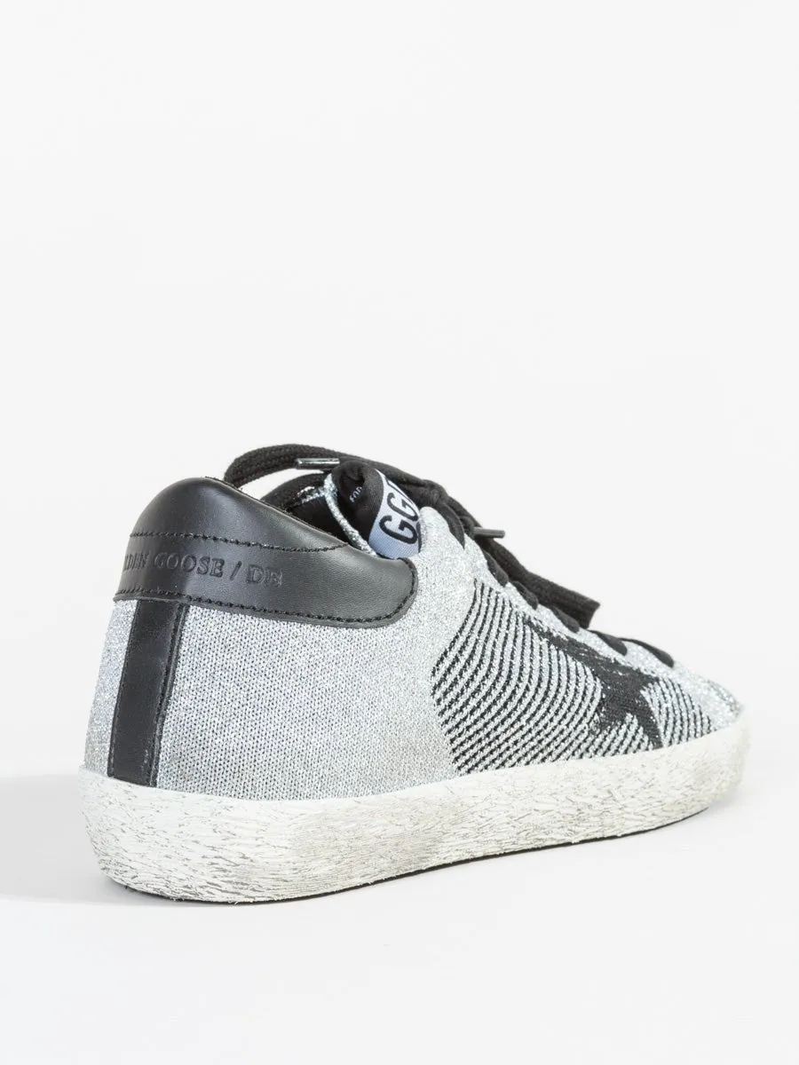 silver lurex knit sneaker