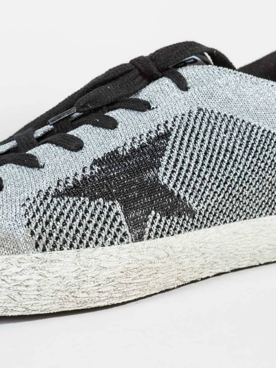 silver lurex knit sneaker